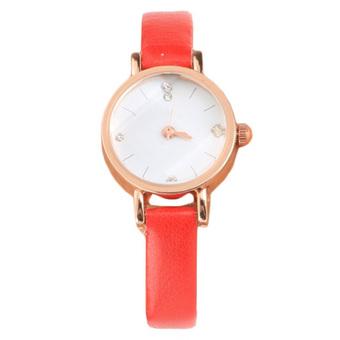 Yika Women Fashion Simple Charming Wrist Watch Small Dial Thin Watchband Rhinestone Quartz Watch (Red) (Intl)  