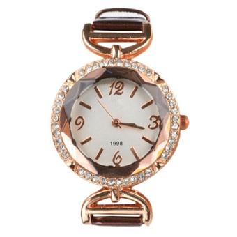 Yika Women Hot Fashion Charming Wrist Watch Rhinestone Analog Quartz Watch (Coffee) (Intl)  