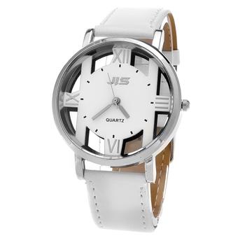 Yika Women Leather Band Hollow Quartz Wrist Watch (White) (Intl)  