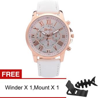 Yika Women's Leather Strap Watch+Free Cute Gift (White) - Intl  