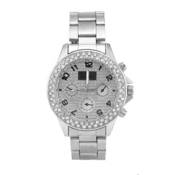 Yika Women's Stainless Steel Bracelet Crystal Dial Analog Quartz Wrist Watch (Silver) (Intl)  