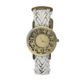 Yika Women's Vintage Weave Band PU Leather Quartz Wrist Watch (White) - Intl  