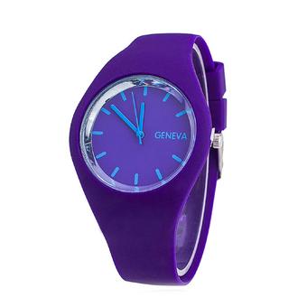 ZHENGQI Candy Color Women's Fashion Watch Silica Gel Watchband Casual Watch(Purple) (Intl)  