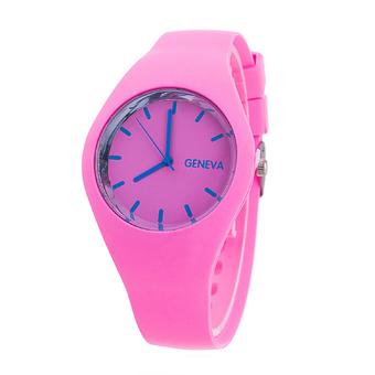 ZHENGQI Candy Color Women's Fashion Watch Silica Gel Watchband Casual Watch(Pink) (Intl)  