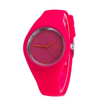 ZHENGQI Candy Color Women's Fashion Watch Silica Gel Watchband Casual Watch(Rose Red) (Intl)  