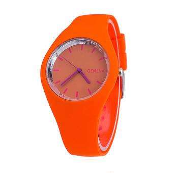 ZHENGQI Candy Color Women's Fashion Watch Silica Gel Watchband Casual Watch(Orange) (Intl)  