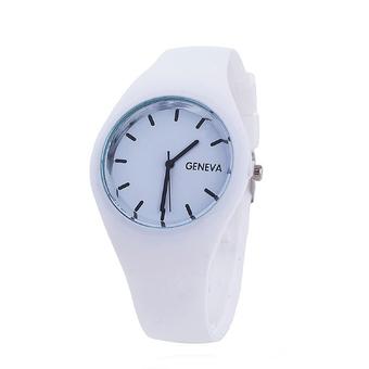 ZHENGQI Candy Color Women's Fashion Watch Silica Gel Watchband Casual Watch(White) (Intl)  