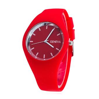 ZHENGQI Candy Color Women's Fashion Watch Silica Gel Watchband Casual Watch(Red) (Intl)  