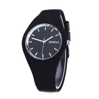 ZHENGQI Candy Color Women's Fashion Watch Silica Gel Watchband Casual Watch(Black) (Intl)  