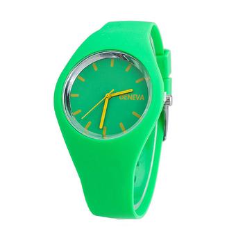 ZHENGQI Candy Color Women's Fashion Watch Silica Gel Watchband Casual Watch(Green) (Intl)  