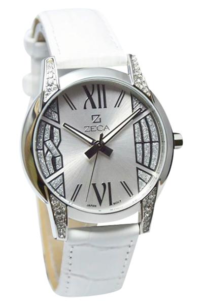 Zeca 103L Lady Wahite - Jam Tangan Wanita - White - Strap Leather