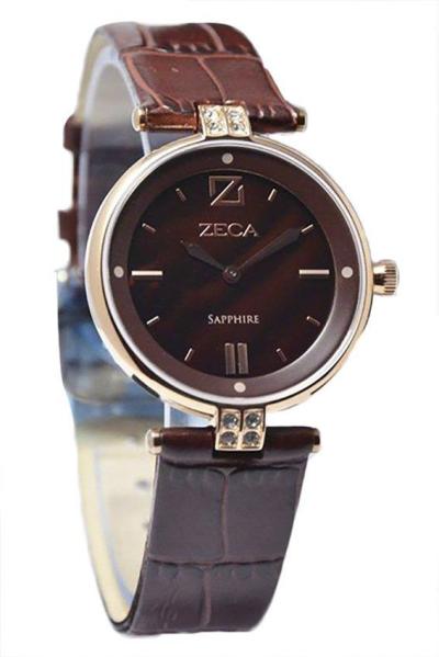 Zeca- 135L RG Brown- Jam Tangan Wanita- Strap Leather - Cokelat-Rosegold