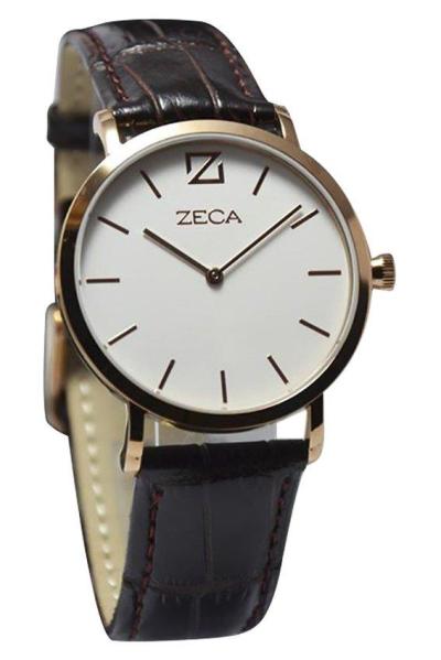 Zeca Jam Tangan Pria - Cokelat-Rosegold - Strap Leather/Kanvas - 313U Brown RG