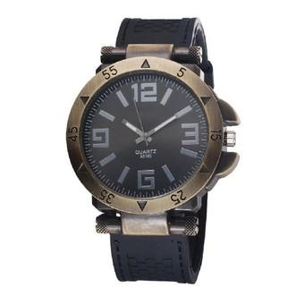 joyliveCY Wristwatch Waterproof Men Water Resist Silicone Strap Archaize Sports Watchs Black (Intl)  