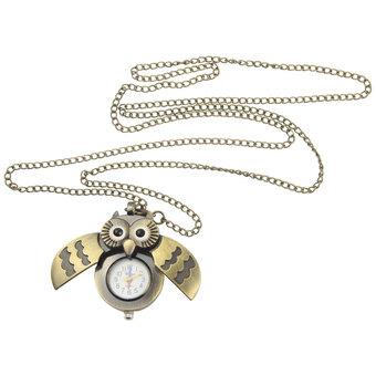 niceEshop Cute Antique Owl Pocket Watch Pendant Necklace,Bronze  